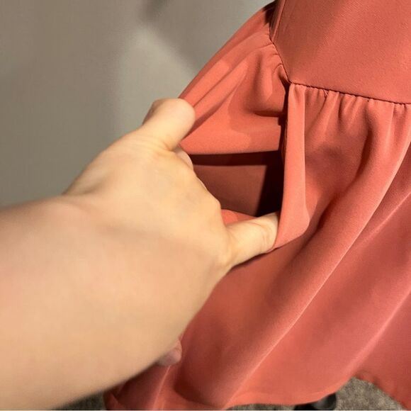 Cynthia Rowley rust orange short sleeve straight knee length oversized dress - Picture 8 of 15